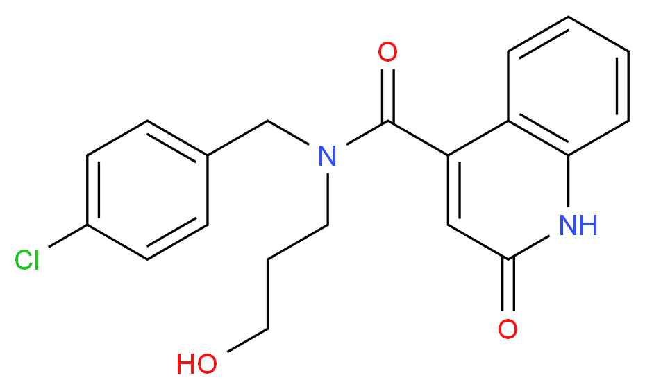 N-(4-chlorobenzyl)-N-(3-hydroxypropyl)-2-oxo-1,2-dihydro-4-quinolinecarboxamide_分子结构_CAS_)