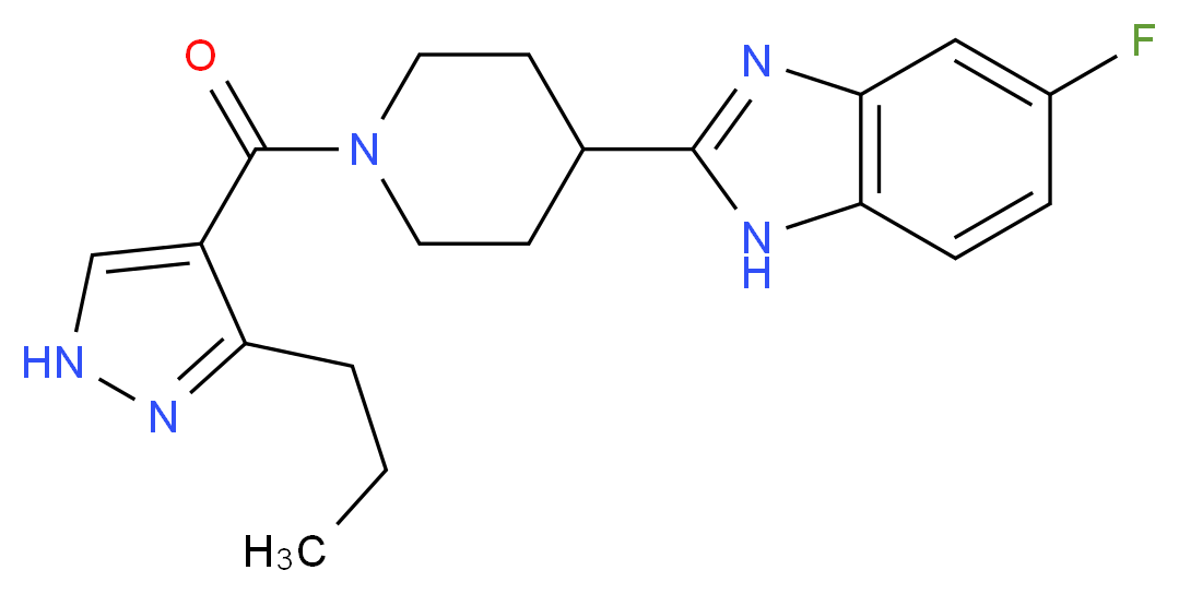5-fluoro-2-{1-[(3-propyl-1H-pyrazol-4-yl)carbonyl]-4-piperidinyl}-1H-benzimidazole_分子结构_CAS_)