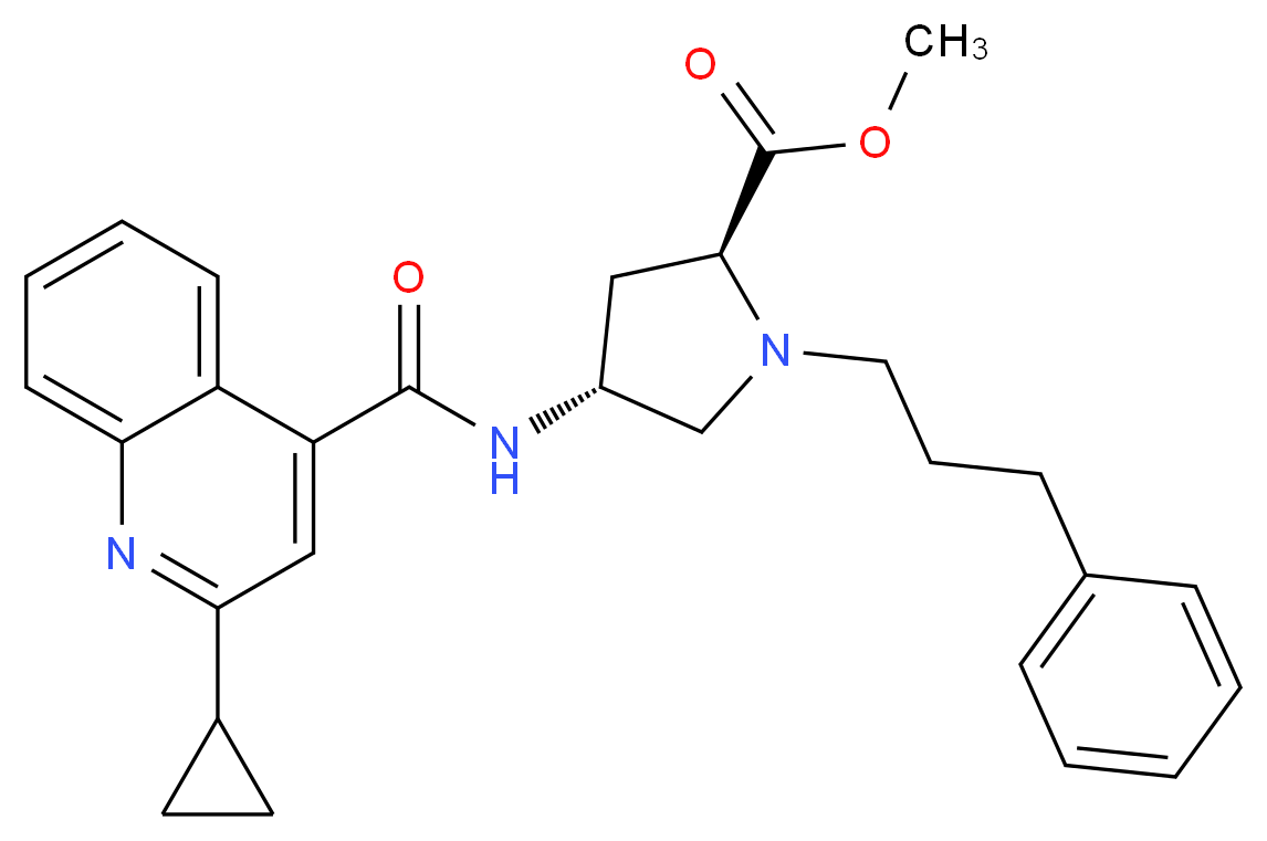 methyl (4R)-4-{[(2-cyclopropyl-4-quinolinyl)carbonyl]amino}-1-(3-phenylpropyl)-L-prolinate_分子结构_CAS_)