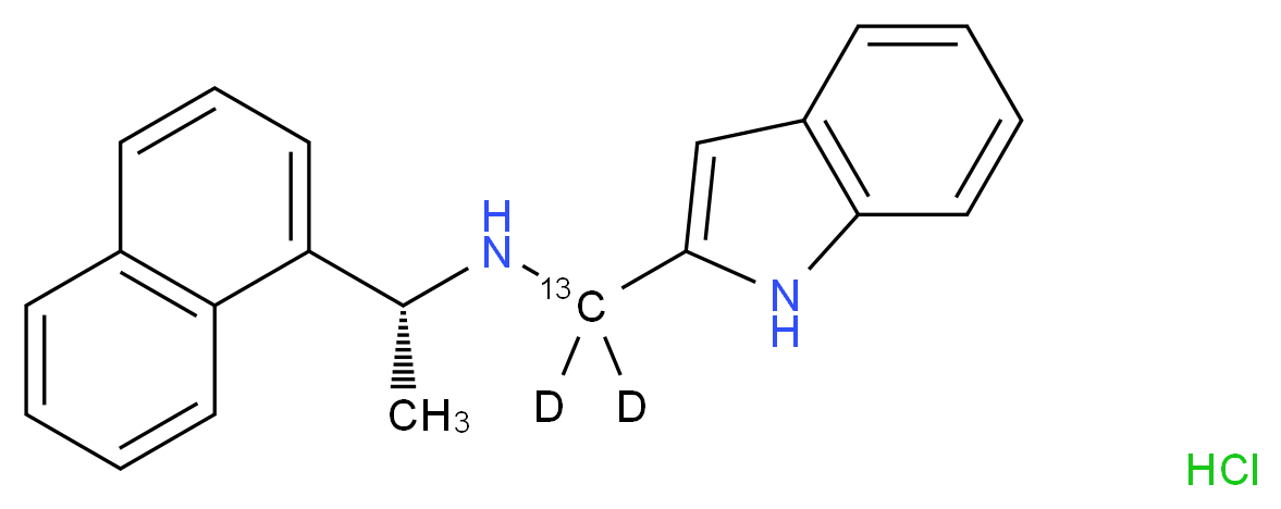 [1H-indol-2-yl(<sup>1</sup><sup>3</sup>C,<sup>2</sup>H<sub>2</sub>)methyl][(1R)-1-(naphthalen-1-yl)ethyl]amine hydrochloride_分子结构_CAS_1217828-76-6