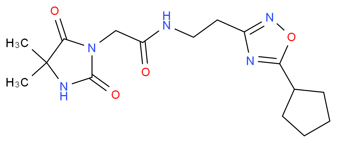 N-[2-(5-cyclopentyl-1,2,4-oxadiazol-3-yl)ethyl]-2-(4,4-dimethyl-2,5-dioxoimidazolidin-1-yl)acetamide_分子结构_CAS_)