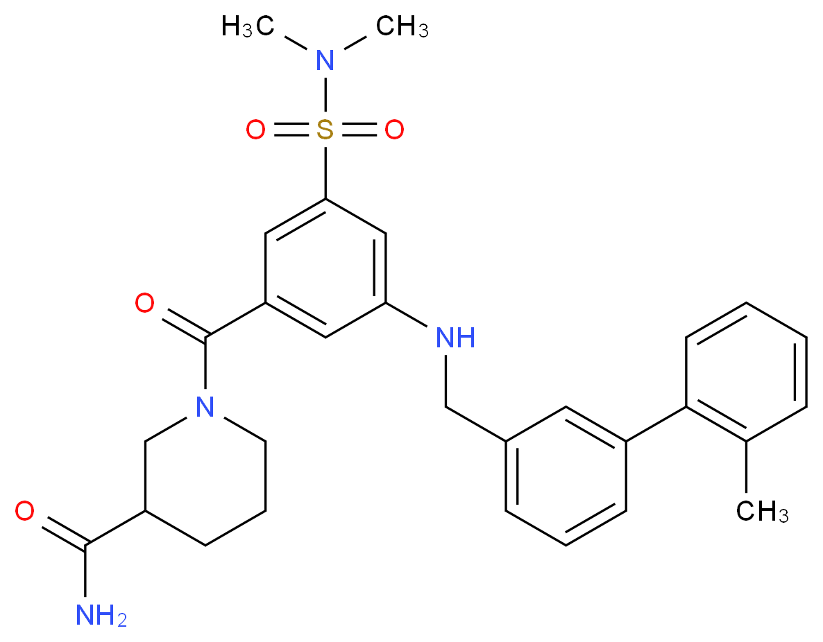 1-(3-[(dimethylamino)sulfonyl]-5-{[(2'-methyl-3-biphenylyl)methyl]amino}benzoyl)-3-piperidinecarboxamide_分子结构_CAS_)