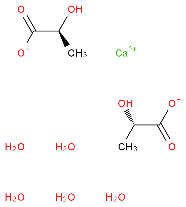 calcium bis((2S)-2-hydroxypropanoate) pentahydrate_分子结构_CAS_5743-47-5