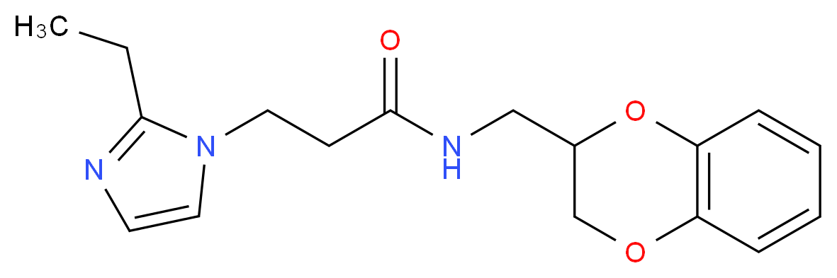N-(2,3-dihydro-1,4-benzodioxin-2-ylmethyl)-3-(2-ethyl-1H-imidazol-1-yl)propanamide_分子结构_CAS_)