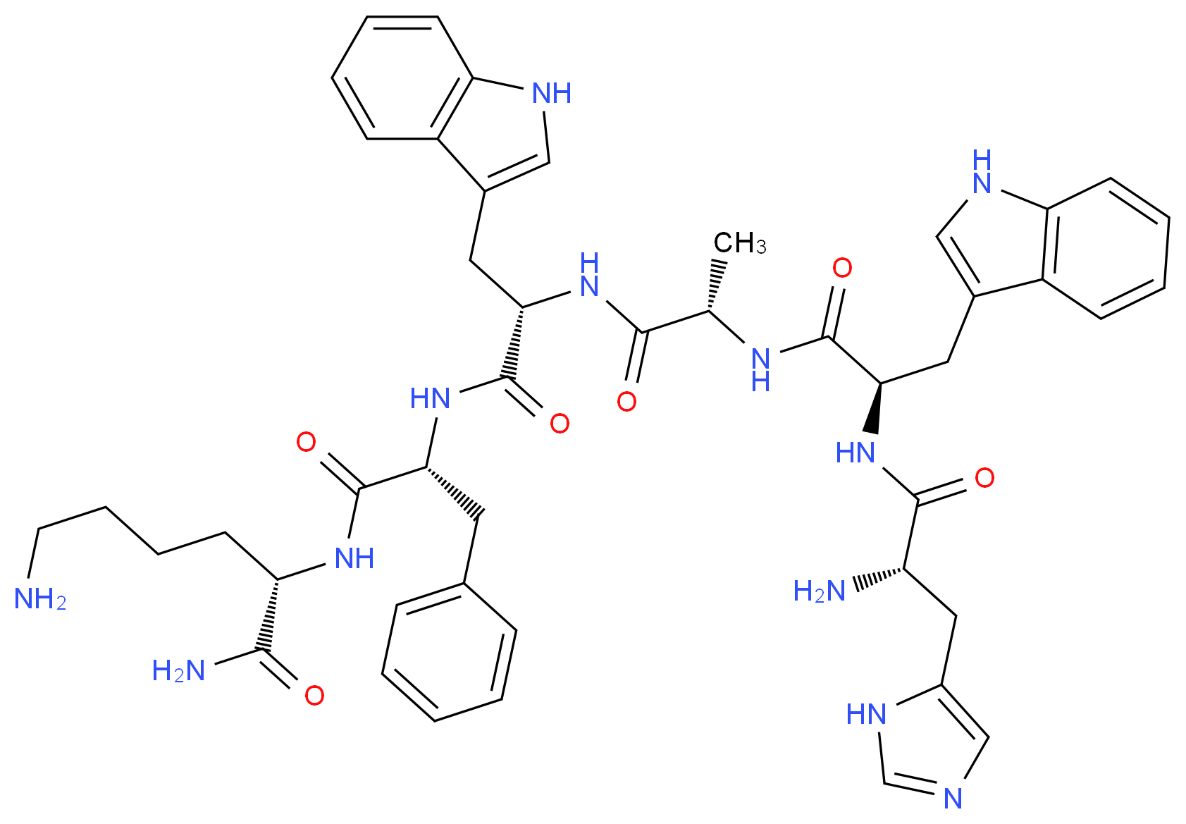 [D-Trp7, Ala8, D-Phe10]-α-Melanocyte Stimulating Hormone Amide Fragment 6-11_分子结构_CAS_87616-84-0)