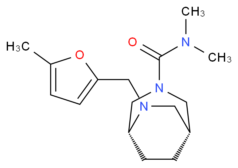 (1R*,5R*)-N,N-dimethyl-6-[(5-methyl-2-furyl)methyl]-3,6-diazabicyclo[3.2.2]nonane-3-carboxamide_分子结构_CAS_)
