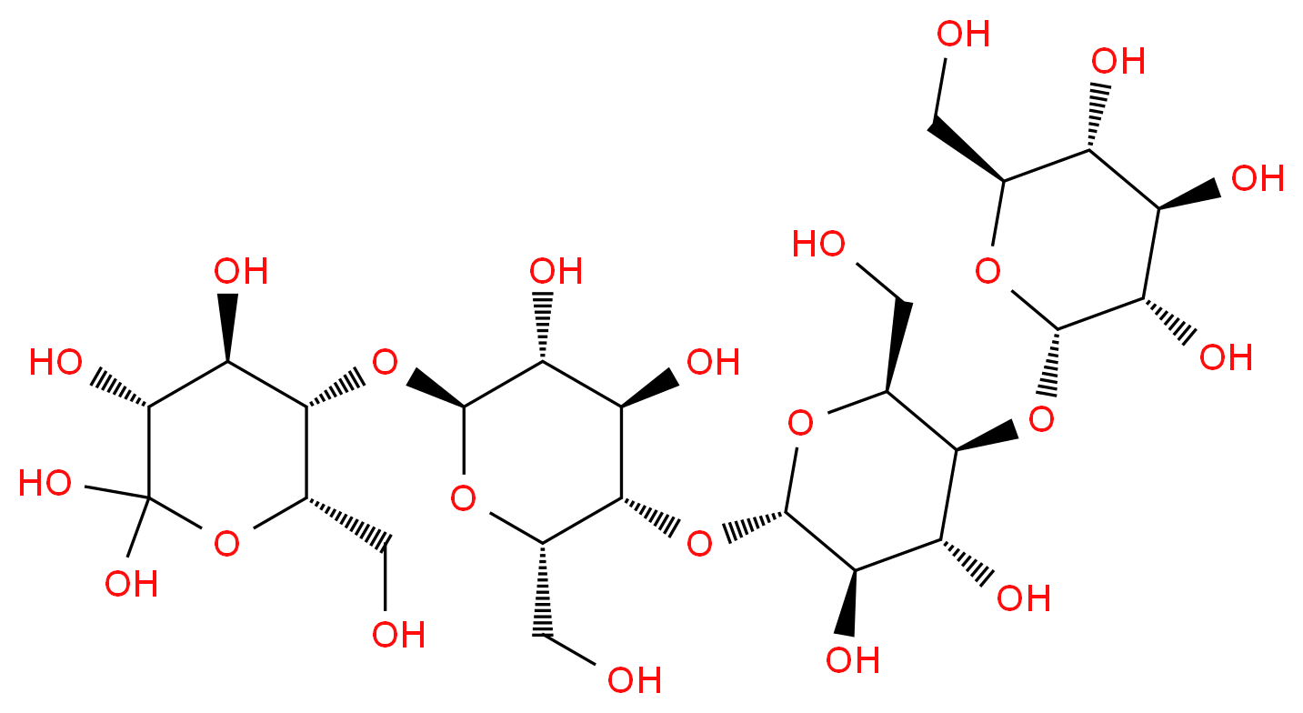 (3R,4R,5S,6S)-5-{[(2S,3R,4R,5S,6S)-5-{[(2S,3R,4R,5S,6S)-3,4-dihydroxy-6-(hydroxymethyl)-5-{[(2S,3S,4R,5R,6S)-3,4,5-trihydroxy-6-(hydroxymethyl)oxan-2-yl]oxy}oxan-2-yl]oxy}-3,4-dihydroxy-6-(hydroxymethyl)oxan-2-yl]oxy}-6-(hydroxymethyl)oxane-2,2,3,4-tetrol_分子结构_CAS_38819-01-1
