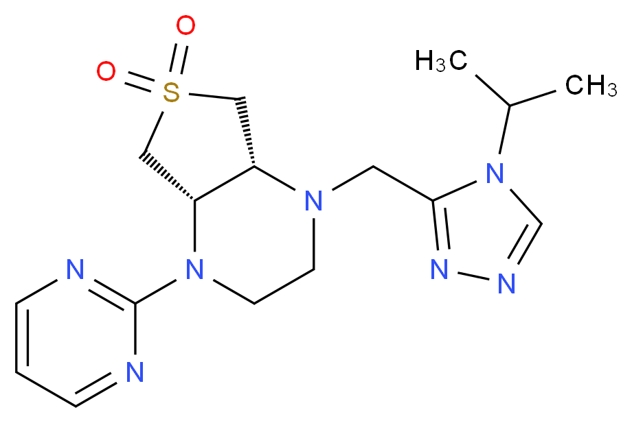 (4aS*,7aR*)-1-[(4-isopropyl-4H-1,2,4-triazol-3-yl)methyl]-4-pyrimidin-2-yloctahydrothieno[3,4-b]pyrazine 6,6-dioxide_分子结构_CAS_)