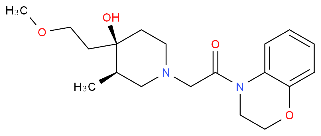 (3R*,4R*)-1-[2-(2,3-dihydro-4H-1,4-benzoxazin-4-yl)-2-oxoethyl]-4-(2-methoxyethyl)-3-methylpiperidin-4-ol_分子结构_CAS_)
