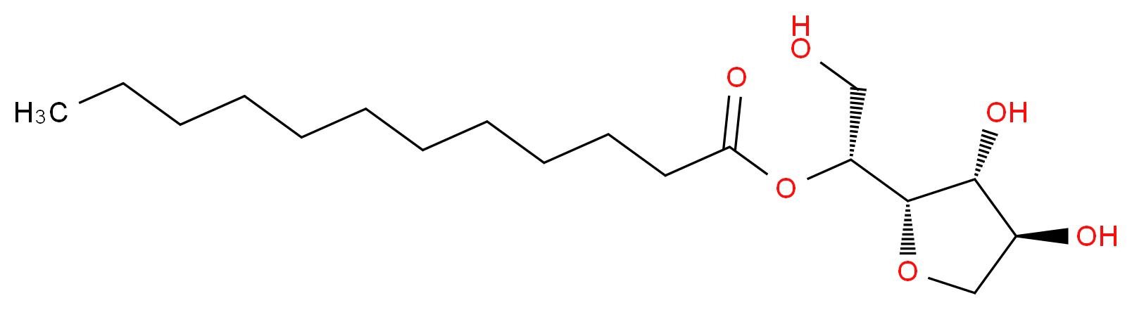 (1R)-1-[(2S,3R,4S)-3,4-dihydroxyoxolan-2-yl]-2-hydroxyethyl dodecanoate_分子结构_CAS_1338-39-2