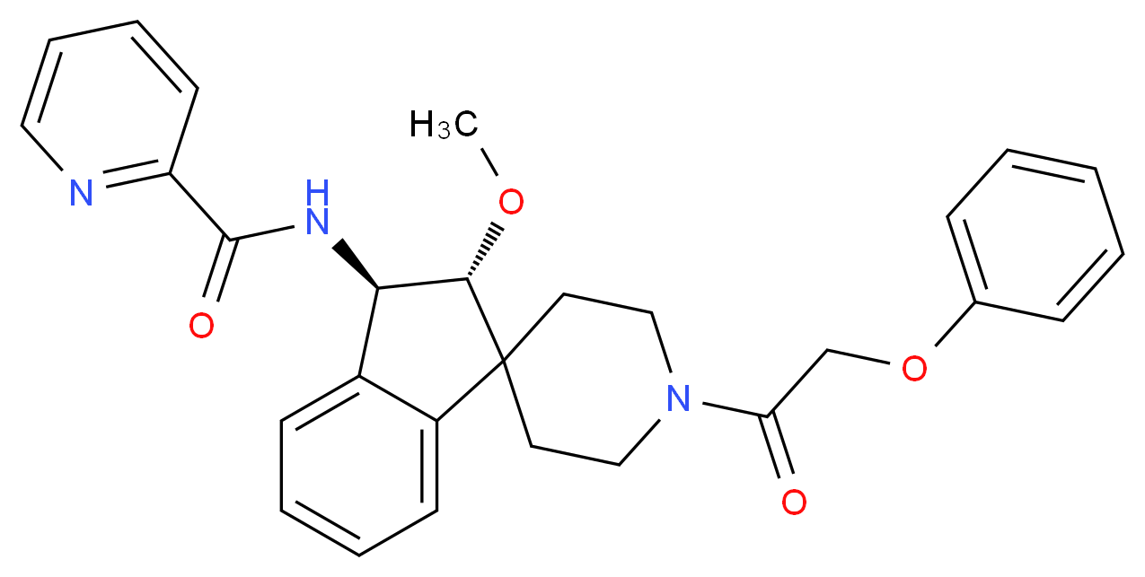 N-[(2R*,3R*)-2-methoxy-1'-(phenoxyacetyl)-2,3-dihydrospiro[indene-1,4'-piperidin]-3-yl]-2-pyridinecarboxamide_分子结构_CAS_)