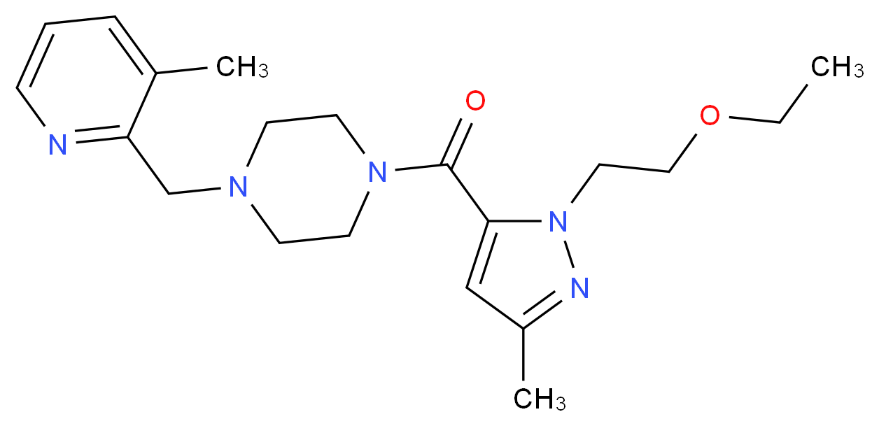 1-{[1-(2-ethoxyethyl)-3-methyl-1H-pyrazol-5-yl]carbonyl}-4-[(3-methyl-2-pyridinyl)methyl]piperazine_分子结构_CAS_)