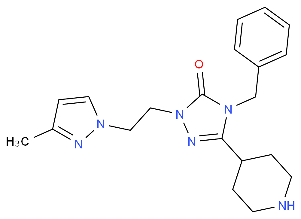4-benzyl-2-[2-(3-methyl-1H-pyrazol-1-yl)ethyl]-5-piperidin-4-yl-2,4-dihydro-3H-1,2,4-triazol-3-one_分子结构_CAS_)