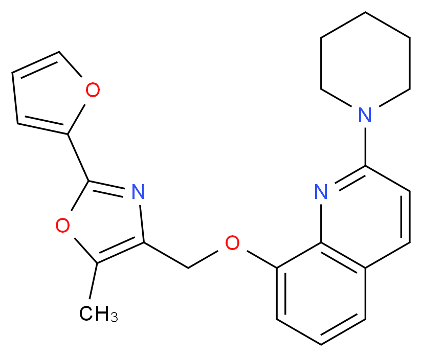 8-{[2-(2-furyl)-5-methyl-1,3-oxazol-4-yl]methoxy}-2-piperidin-1-ylquinoline_分子结构_CAS_)