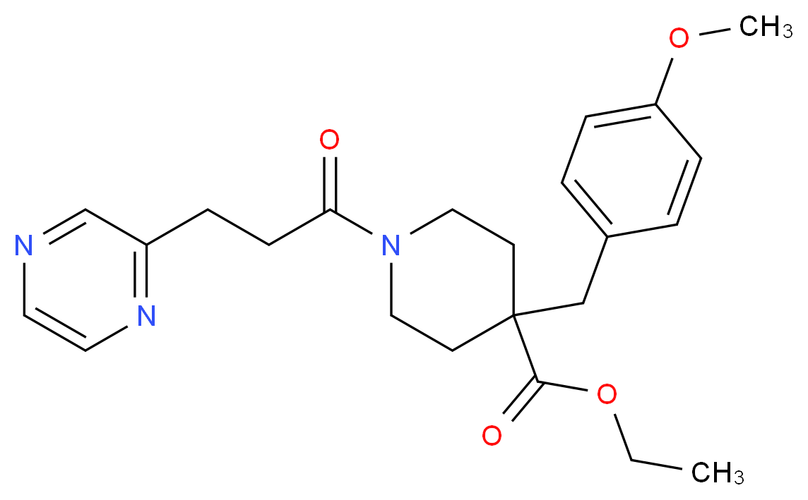 ethyl 4-(4-methoxybenzyl)-1-[3-(2-pyrazinyl)propanoyl]-4-piperidinecarboxylate_分子结构_CAS_)