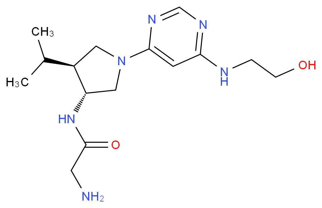 N~1~-((3R*,4S*)-1-{6-[(2-hydroxyethyl)amino]-4-pyrimidinyl}-4-isopropyl-3-pyrrolidinyl)glycinamide_分子结构_CAS_)