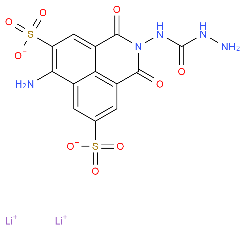 dilithium(1+) ion 8-amino-3-[(hydrazinecarbonyl)amino]-2,4-dioxo-3-azatricyclo[7.3.1.0<sup>5</sup>,<sup>1</sup><sup>3</sup>]trideca-1(13),5,7,9,11-pentaene-7,11-disulfonate_分子结构_CAS_67769-47-5