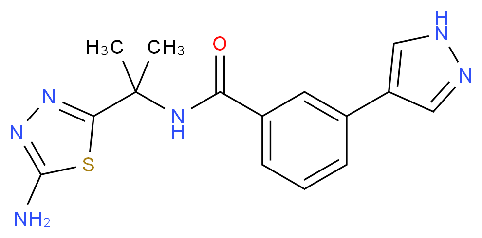 N-[1-(5-amino-1,3,4-thiadiazol-2-yl)-1-methylethyl]-3-(1H-pyrazol-4-yl)benzamide_分子结构_CAS_)