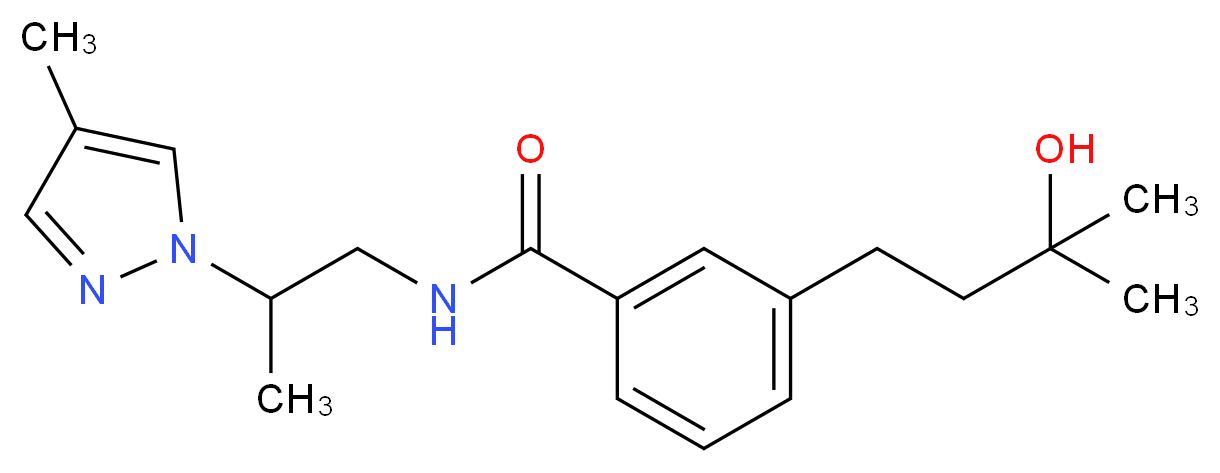 3-(3-hydroxy-3-methylbutyl)-N-[2-(4-methyl-1H-pyrazol-1-yl)propyl]benzamide_分子结构_CAS_)