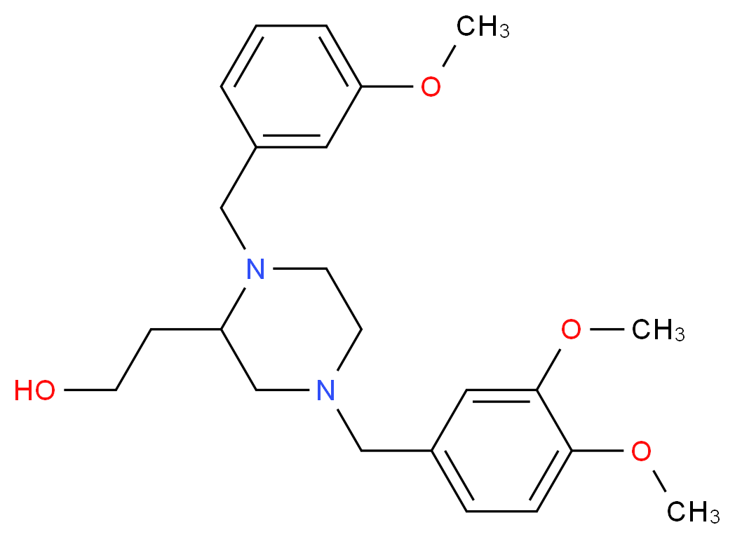 2-[4-(3,4-dimethoxybenzyl)-1-(3-methoxybenzyl)-2-piperazinyl]ethanol_分子结构_CAS_)