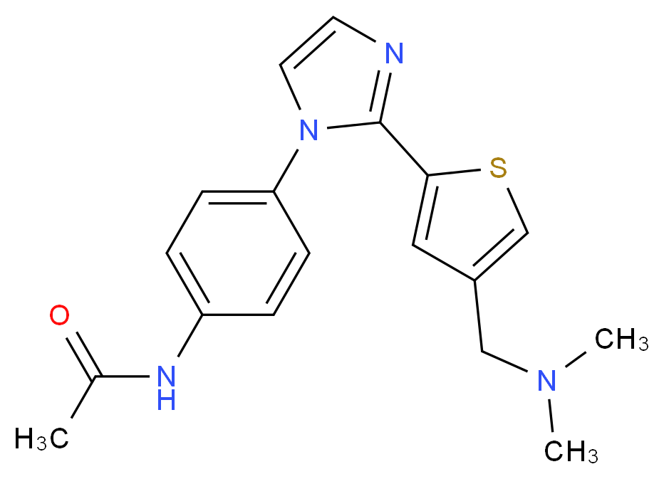N-[4-(2-{4-[(dimethylamino)methyl]-2-thienyl}-1H-imidazol-1-yl)phenyl]acetamide_分子结构_CAS_)