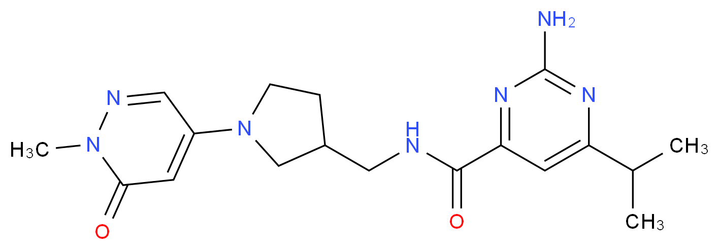 2-amino-6-isopropyl-N-{[1-(1-methyl-6-oxo-1,6-dihydropyridazin-4-yl)pyrrolidin-3-yl]methyl}pyrimidine-4-carboxamide_分子结构_CAS_)