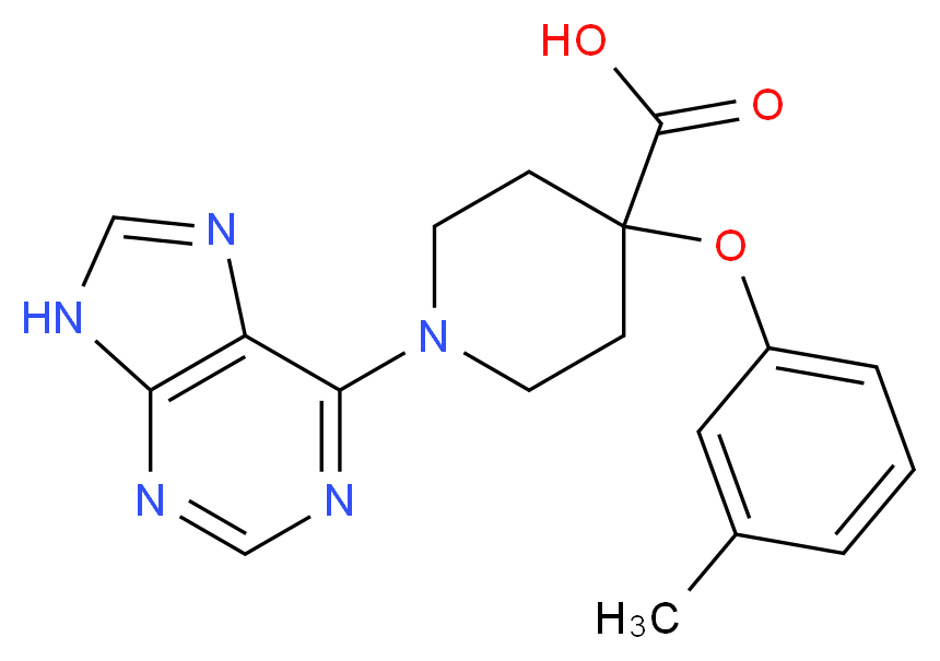 4-(3-methylphenoxy)-1-(9H-purin-6-yl)piperidine-4-carboxylic acid_分子结构_CAS_)