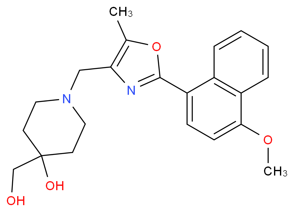 4-(hydroxymethyl)-1-{[2-(4-methoxy-1-naphthyl)-5-methyl-1,3-oxazol-4-yl]methyl}piperidin-4-ol_分子结构_CAS_)