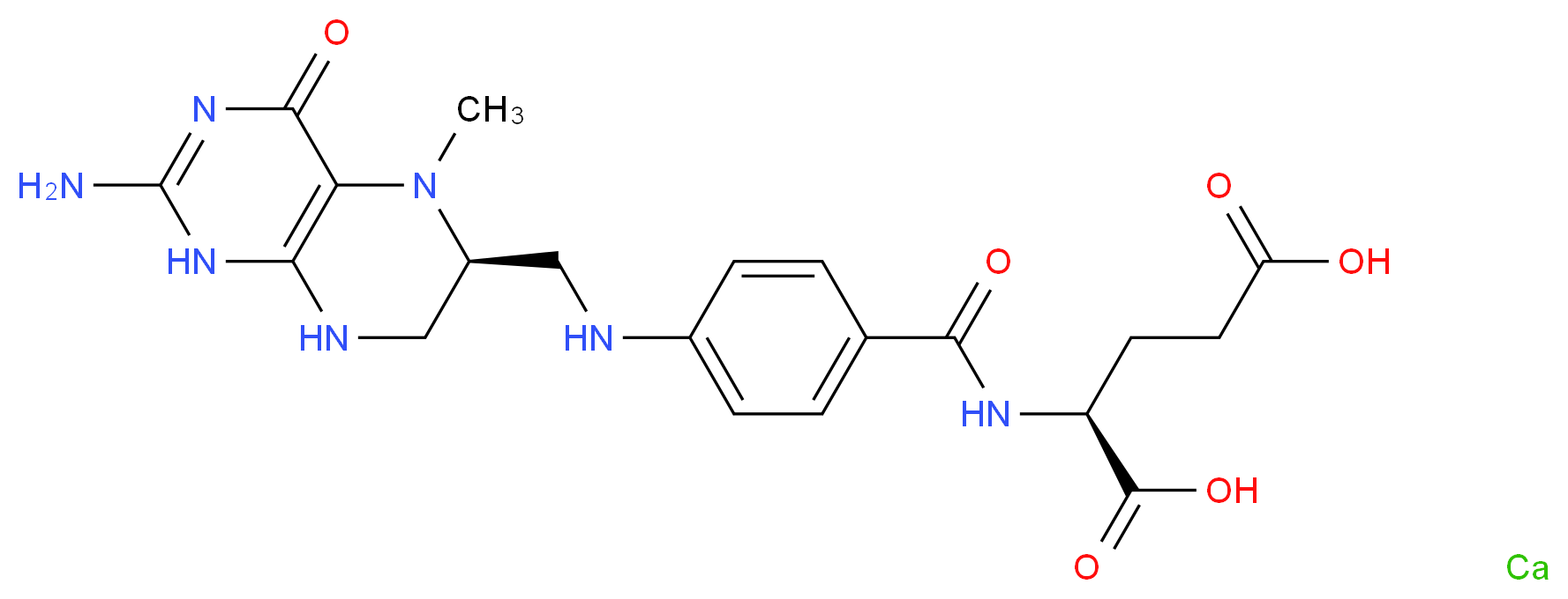 (2S)-2-{[4-({[(6S)-2-amino-5-methyl-4-oxo-1,4,5,6,7,8-hexahydropteridin-6-yl]methyl}amino)phenyl]formamido}pentanedioic acid calcium_分子结构_CAS_151533-22-1