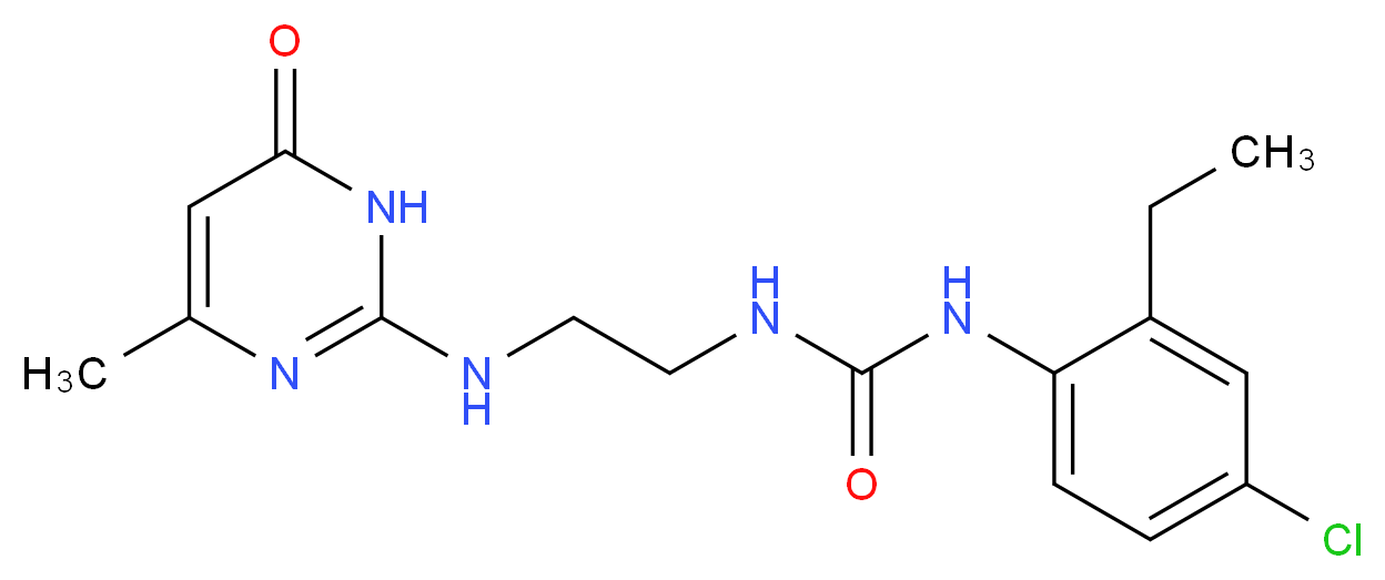 N-(4-chloro-2-ethylphenyl)-N'-{2-[(4-methyl-6-oxo-1,6-dihydropyrimidin-2-yl)amino]ethyl}urea_分子结构_CAS_)
