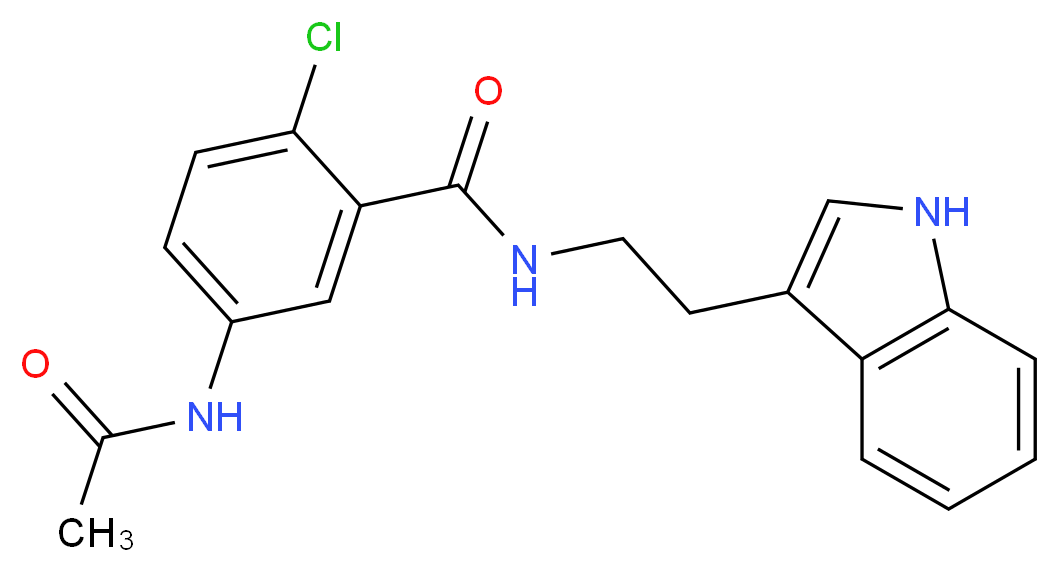 5-(acetylamino)-2-chloro-N-[2-(1H-indol-3-yl)ethyl]benzamide_分子结构_CAS_)