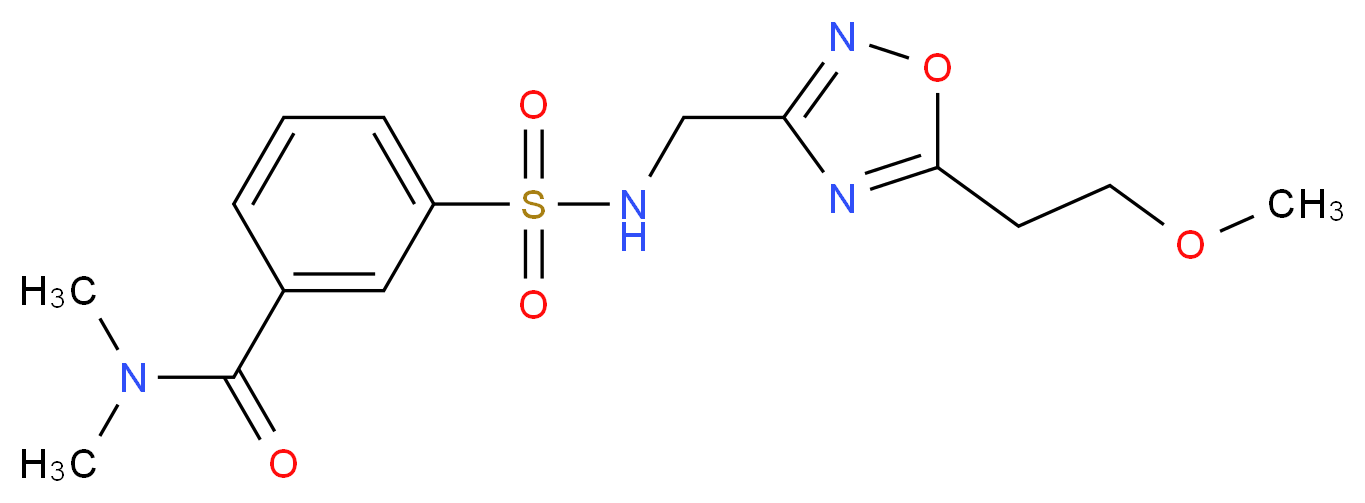 3-[({[5-(2-methoxyethyl)-1,2,4-oxadiazol-3-yl]methyl}amino)sulfonyl]-N,N-dimethylbenzamide_分子结构_CAS_)