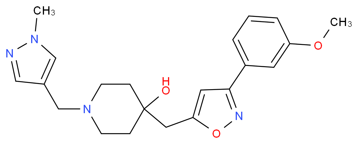 4-{[3-(3-methoxyphenyl)-5-isoxazolyl]methyl}-1-[(1-methyl-1H-pyrazol-4-yl)methyl]-4-piperidinol_分子结构_CAS_)