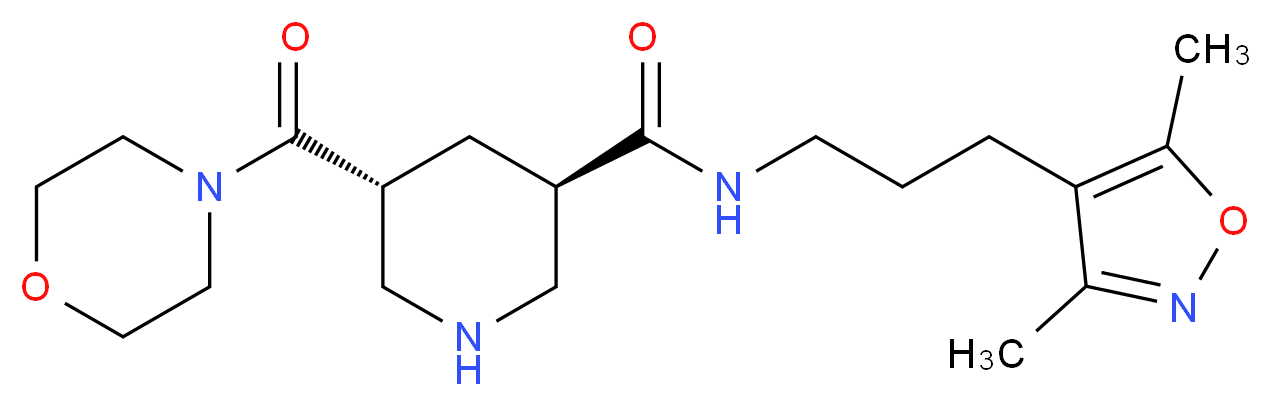 (3R*,5R*)-N-[3-(3,5-dimethylisoxazol-4-yl)propyl]-5-(morpholin-4-ylcarbonyl)piperidine-3-carboxamide_分子结构_CAS_)