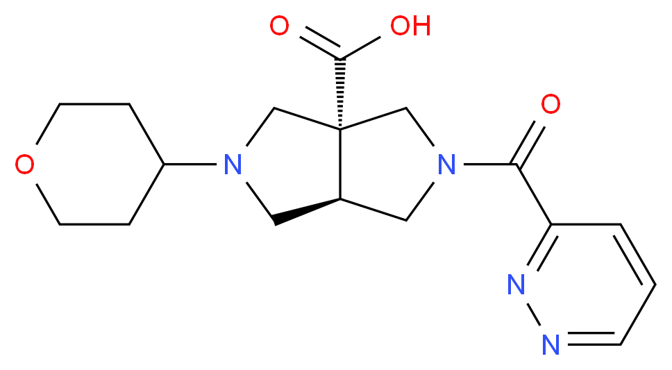 (3aR*,6aR*)-2-(3-pyridazinylcarbonyl)-5-(tetrahydro-2H-pyran-4-yl)hexahydropyrrolo[3,4-c]pyrrole-3a(1H)-carboxylic acid_分子结构_CAS_)