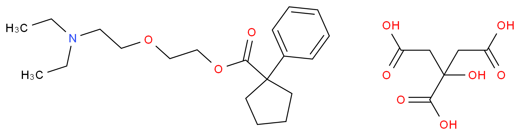 2-hydroxypropane-1,2,3-tricarboxylic acid 2-[2-(diethylamino)ethoxy]ethyl 1-phenylcyclopentane-1-carboxylate_分子结构_CAS_23142-01-0