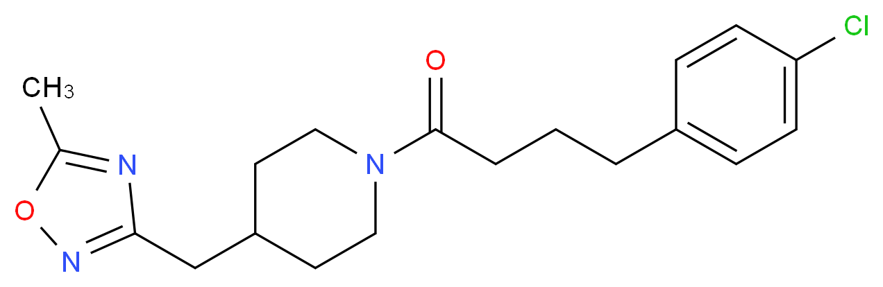 1-[4-(4-chlorophenyl)butanoyl]-4-[(5-methyl-1,2,4-oxadiazol-3-yl)methyl]piperidine_分子结构_CAS_)