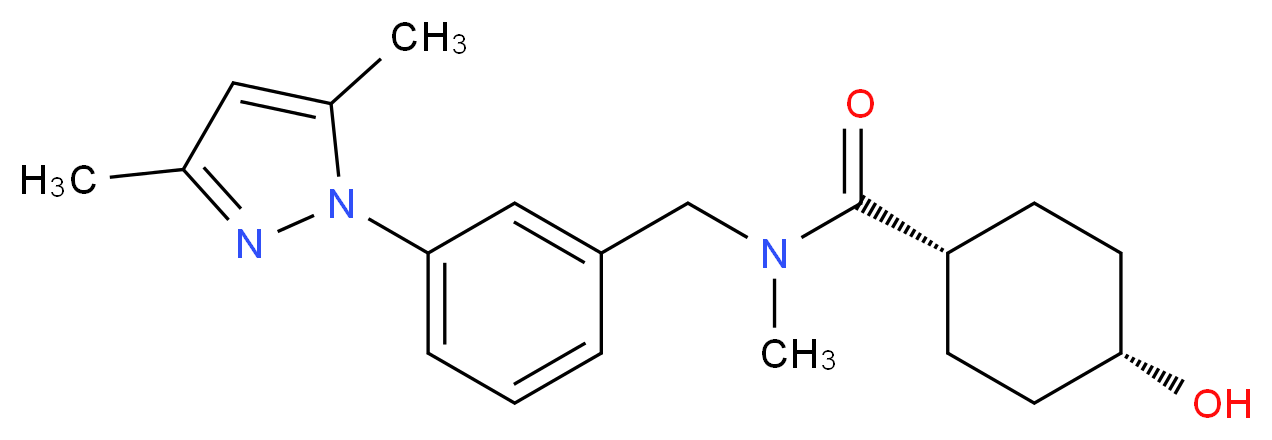 cis-N-[3-(3,5-dimethyl-1H-pyrazol-1-yl)benzyl]-4-hydroxy-N-methylcyclohexanecarboxamide_分子结构_CAS_)