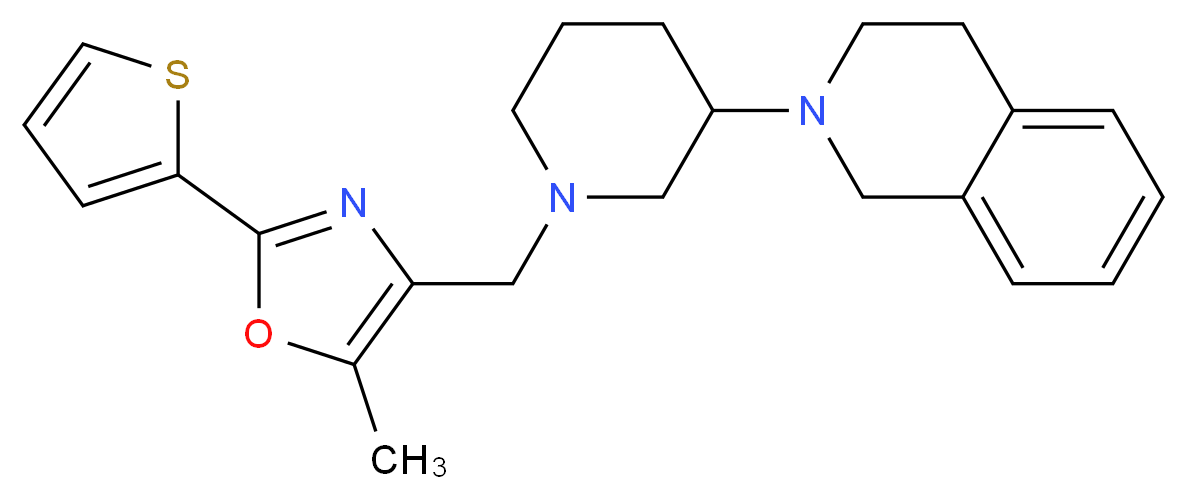 2-(1-{[5-methyl-2-(2-thienyl)-1,3-oxazol-4-yl]methyl}-3-piperidinyl)-1,2,3,4-tetrahydroisoquinoline_分子结构_CAS_)