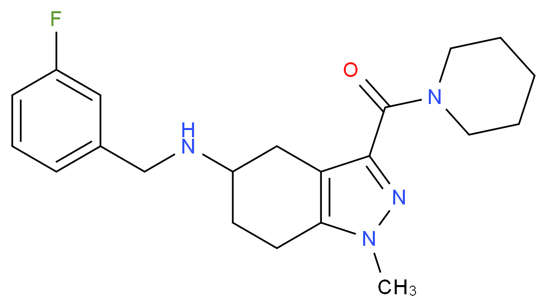 N-(3-fluorobenzyl)-1-methyl-3-(1-piperidinylcarbonyl)-4,5,6,7-tetrahydro-1H-indazol-5-amine_分子结构_CAS_)