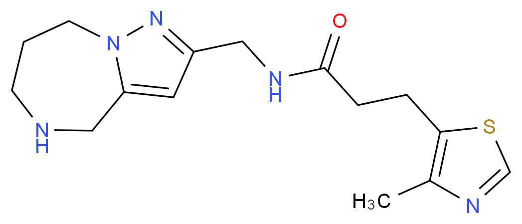 3-(4-methyl-1,3-thiazol-5-yl)-N-(5,6,7,8-tetrahydro-4H-pyrazolo[1,5-a][1,4]diazepin-2-ylmethyl)propanamide_分子结构_CAS_)