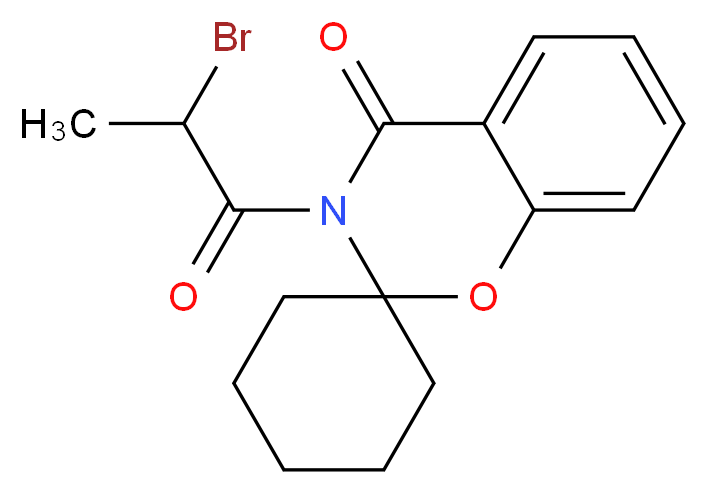 3-(2-bromopropanoyl)-3,4-dihydrospiro[1,3-benzoxazine-2,1'-cyclohexane]-4-one_分子结构_CAS_158299-05-9