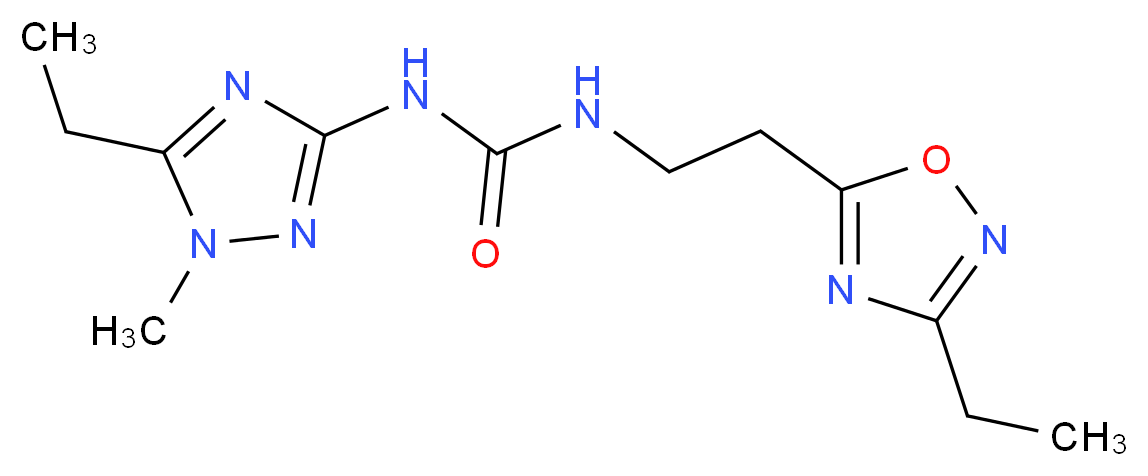 N-(5-ethyl-1-methyl-1H-1,2,4-triazol-3-yl)-N'-[2-(3-ethyl-1,2,4-oxadiazol-5-yl)ethyl]urea_分子结构_CAS_)