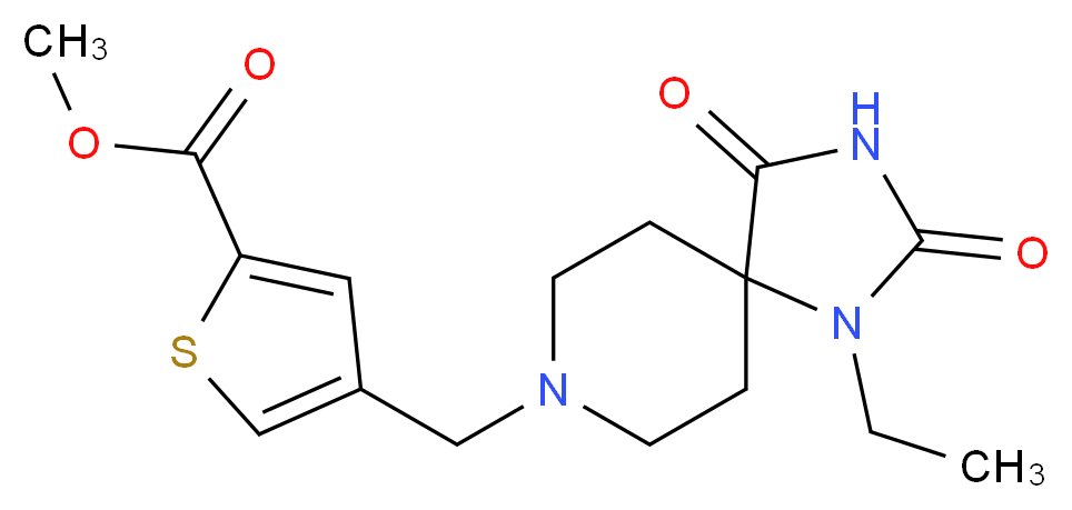 methyl 4-[(1-ethyl-2,4-dioxo-1,3,8-triazaspiro[4.5]dec-8-yl)methyl]-2-thiophenecarboxylate_分子结构_CAS_)