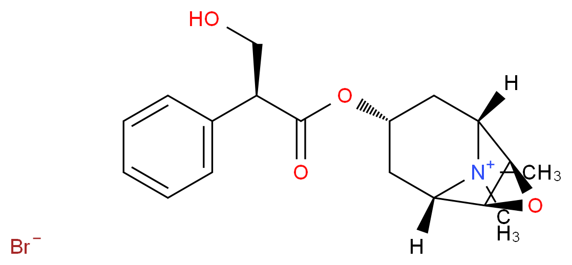 (1R,2R,4S,5S,7S)-7-{[(2S)-3-hydroxy-2-phenylpropanoyl]oxy}-9,9-dimethyl-3-oxa-9-azatricyclo[3.3.1.0^{2,4}]nonan-9-ium bromide_分子结构_CAS_155-41-9