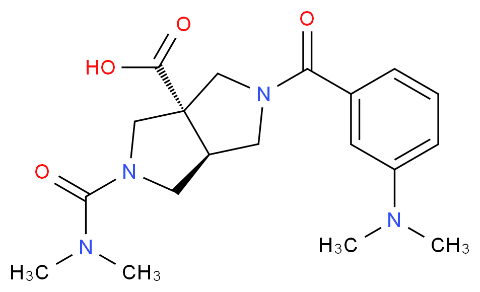 (3aS*,6aS*)-2-[3-(dimethylamino)benzoyl]-5-[(dimethylamino)carbonyl]hexahydropyrrolo[3,4-c]pyrrole-3a(1H)-carboxylic acid_分子结构_CAS_)