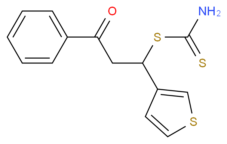 3-(carbamothioylsulfanyl)-1-phenyl-3-(thiophen-3-yl)propan-1-one_分子结构_CAS_286366-70-9