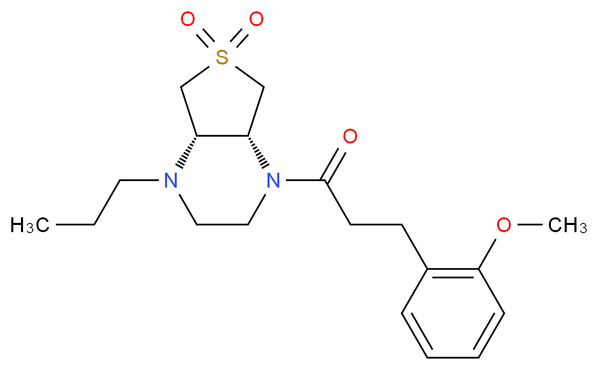 (4aS*,7aR*)-1-[3-(2-methoxyphenyl)propanoyl]-4-propyloctahydrothieno[3,4-b]pyrazine 6,6-dioxide_分子结构_CAS_)