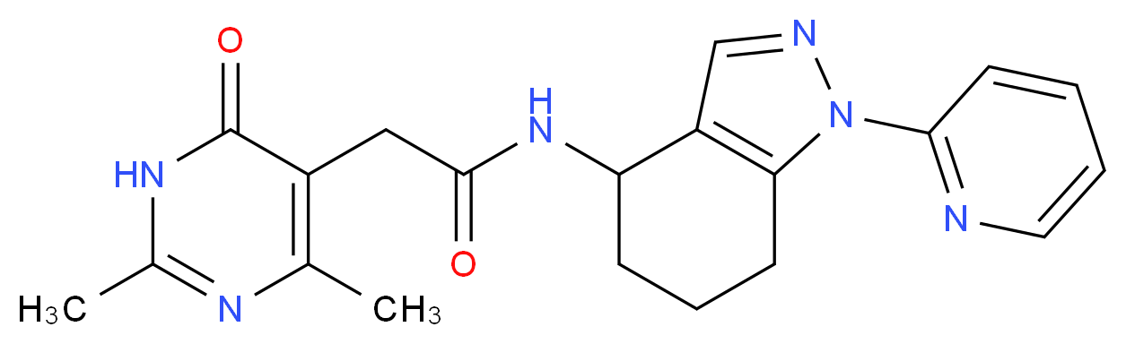 2-(2,4-dimethyl-6-oxo-1,6-dihydropyrimidin-5-yl)-N-(1-pyridin-2-yl-4,5,6,7-tetrahydro-1H-indazol-4-yl)acetamide_分子结构_CAS_)
