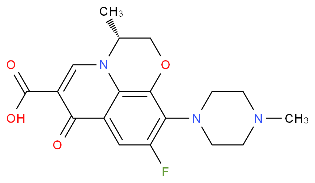 (2R)-7-fluoro-2-methyl-6-(4-methylpiperazin-1-yl)-10-oxo-4-oxa-1-azatricyclo[7.3.1.0^{5,13}]trideca-5(13),6,8,11-tetraene-11-carboxylic acid_分子结构_CAS_100986-86-5